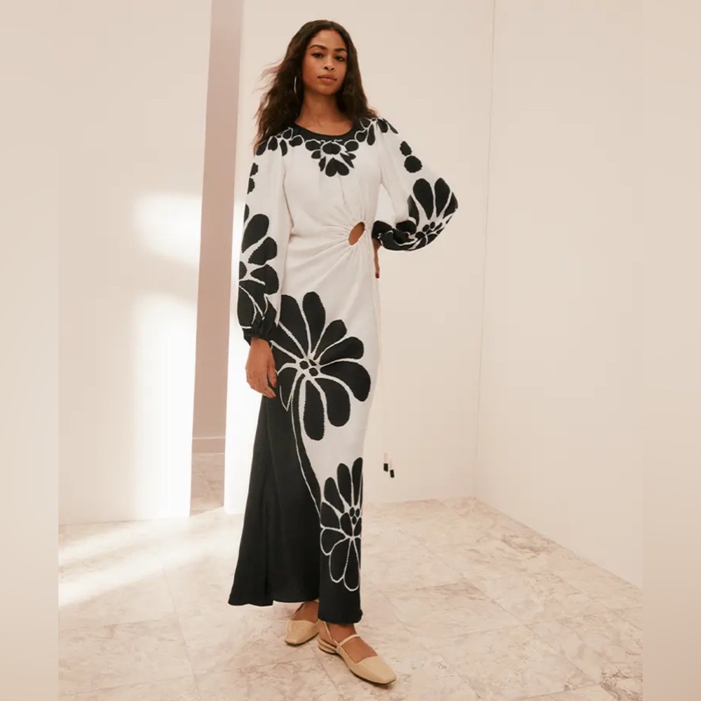 NWT: Farm Rio Black Palermo Cut Out Lenzing™ Ecovero™ Viscose Maxi Dress